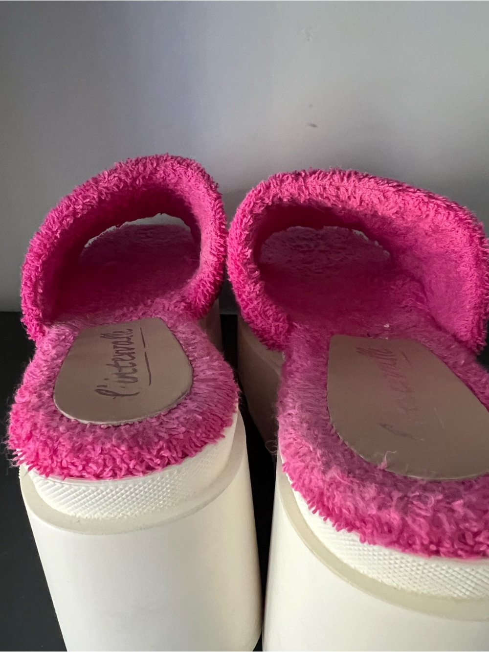 L'INTERVALLE Hot Pink Terry Cloth Platform Slides - Picture 8 of 10